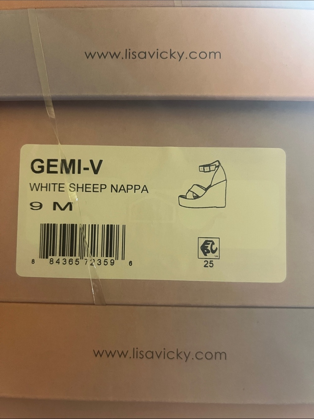 Lisa Vicky Women’s Size 8.5 NWB White Sheep Nappa Wedge Shoe - Picture 7 of 7